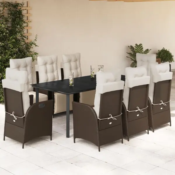 Gossi set mobilier de gradina cu perne, 9 piese, maro, poliratan