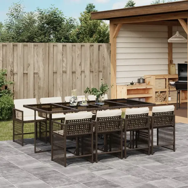 Gossi set mobilier de gradina cu perne, 9 piese, maro, poliratan