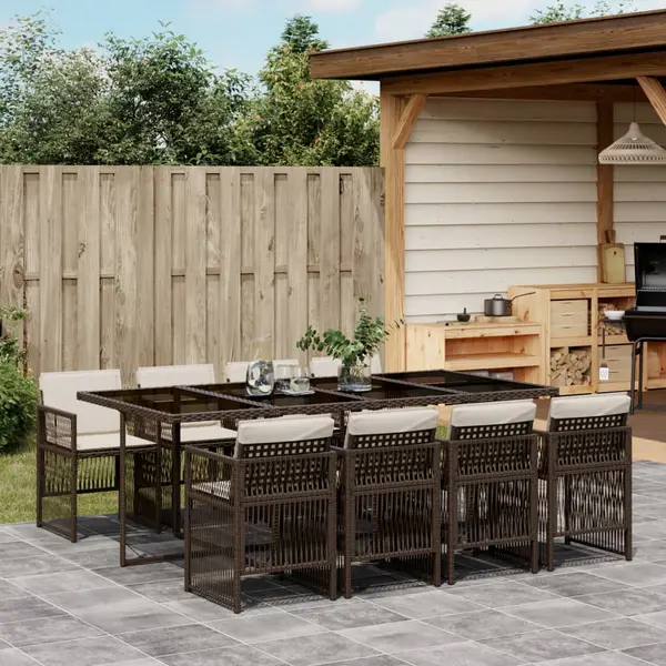 Gossi set mobilier de gradina cu perne, 9 piese, maro, poliratan