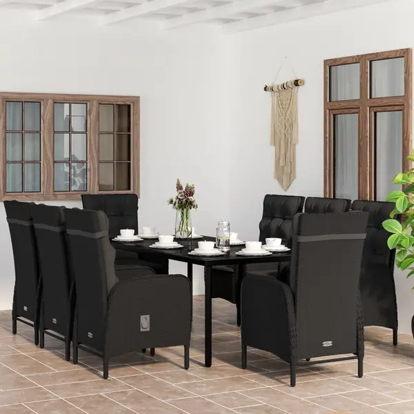 Gossi set mobilier de gradina cu perne, 9 piese, negru