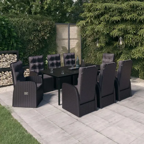 Gossi set mobilier de gradina cu perne, 9 piese, negru