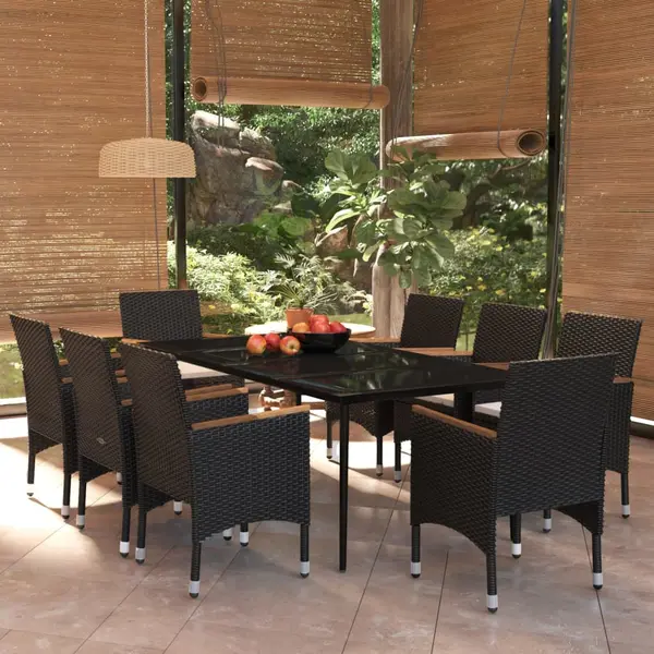 Gossi set mobilier de gradina cu perne, 9 piese, negru