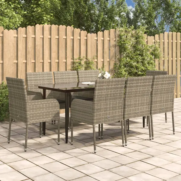 Gossi set mobilier de gradina cu perne, 9 piese, negru/gri, poliratan