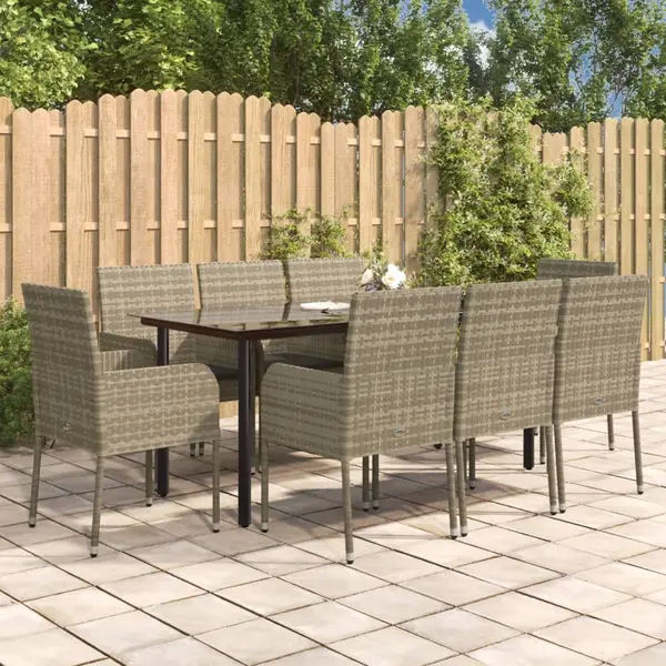 Gossi set mobilier de gradina cu perne, 9 piese, negru/gri, poliratan