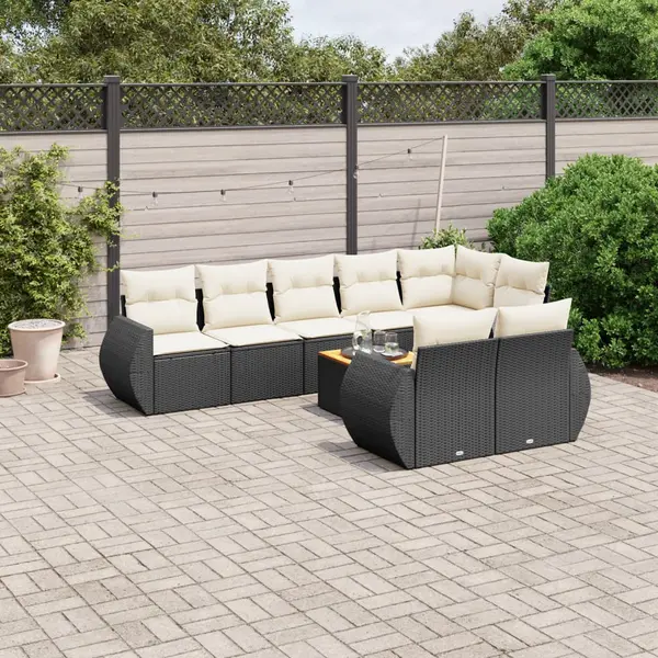 Gossi set mobilier de gradina cu perne, 9 piese, negru, poliratan