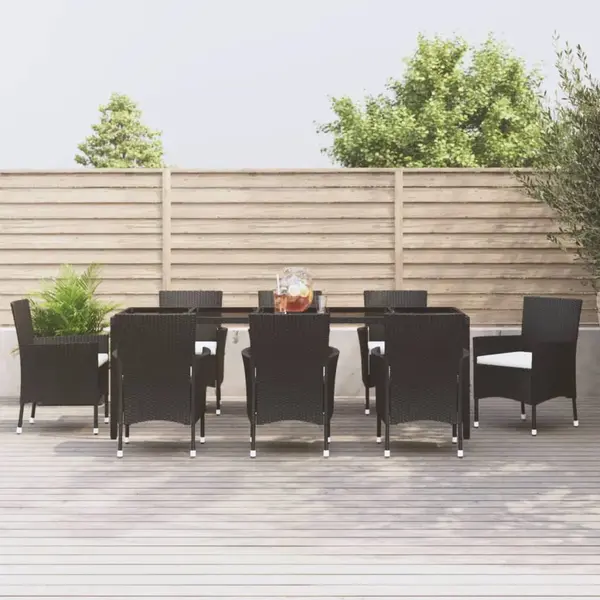 Gossi set mobilier de gradina cu perne, 9 piese, negru, poliratan