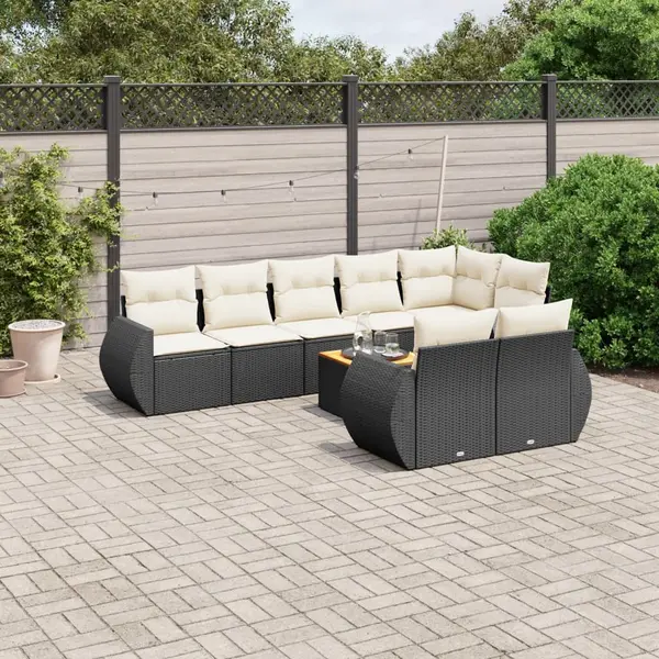 Gossi set mobilier de gradina cu perne, 9 piese, negru, poliratan