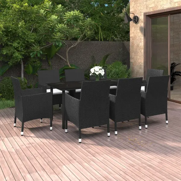 Gossi set mobilier de gradina cu perne, 9 piese, poliratan si sticla