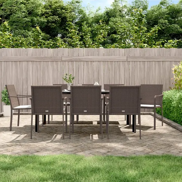 Gossi set mobilier de gradina cu perne, 9 piese, poliratan si otel