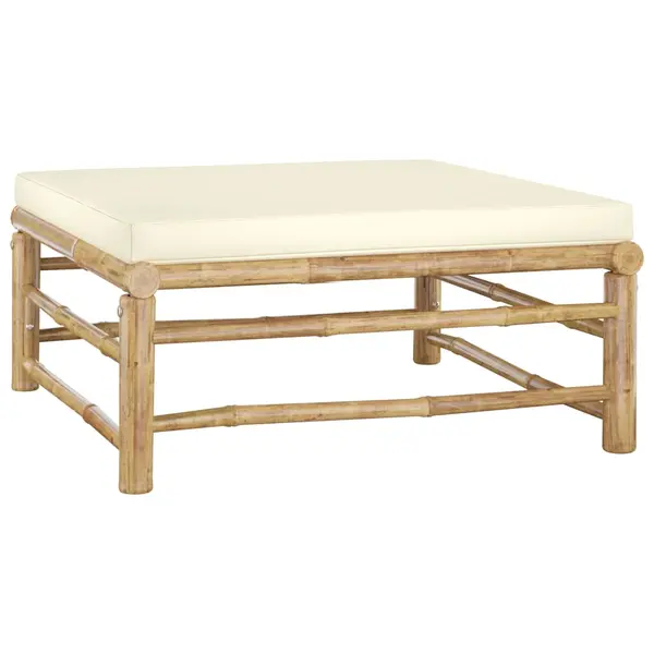 Gossi set mobilier de gradina cu perne alb crem, 6 piese, bambus