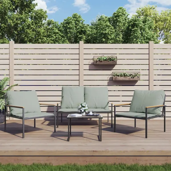 Gossi set mobilier de gradina, cu perne, antracit, 4 piese, otel