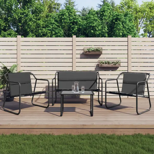 Gossi set mobilier de gradina, cu perne, antracit, 4 piese, otel
