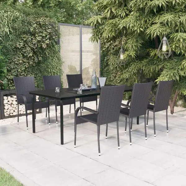 Gossi set mobilier de gradina,negru, 7 piese