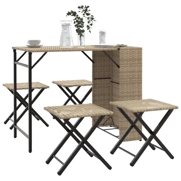 Gossi set mobilier de gradina, pliabil, 5 piese, bej, poliratan