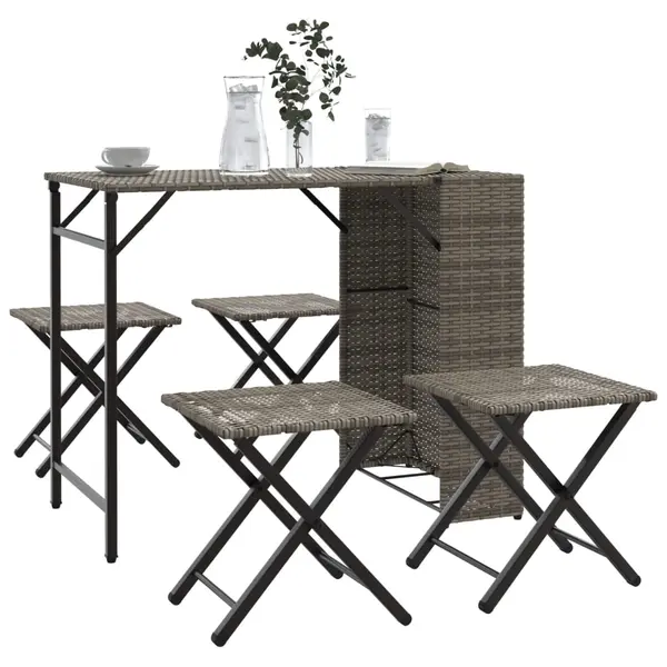 Gossi set mobilier de gradina, pliabil, 5 piese, gri, poliratan