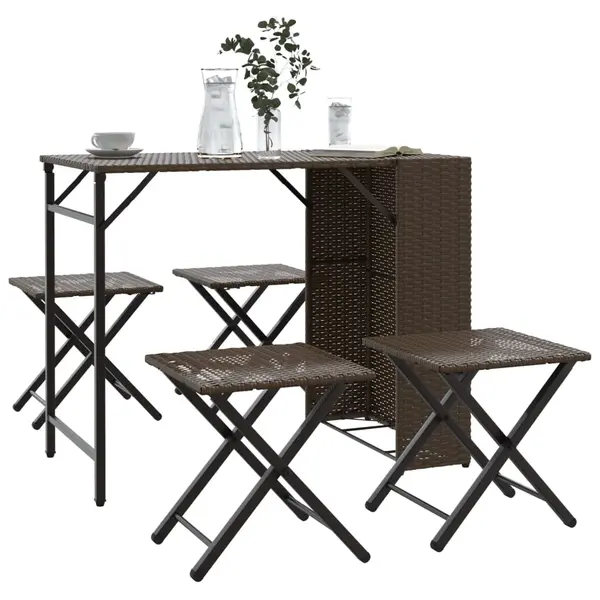 Gossi set mobilier de gradina, pliabil, 5 piese, maro, poliratan