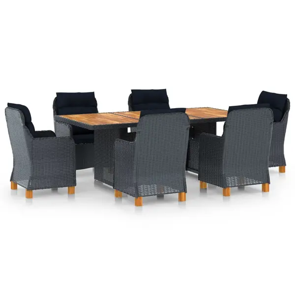 Gossi set mobilier exterior cu perne, 7 piese, gri inchis, poliratan