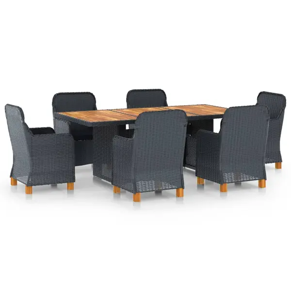 Gossi set mobilier exterior cu perne, 7 piese, gri inchis, poliratan