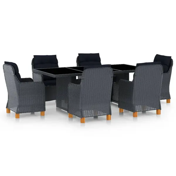 Gossi set mobilier exterior cu perne, 7 piese, gri inchis, poliratan