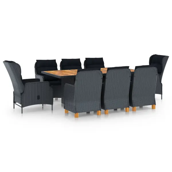 Gossi set mobilier exterior cu perne, 9 piese, gri inchis, poliratan