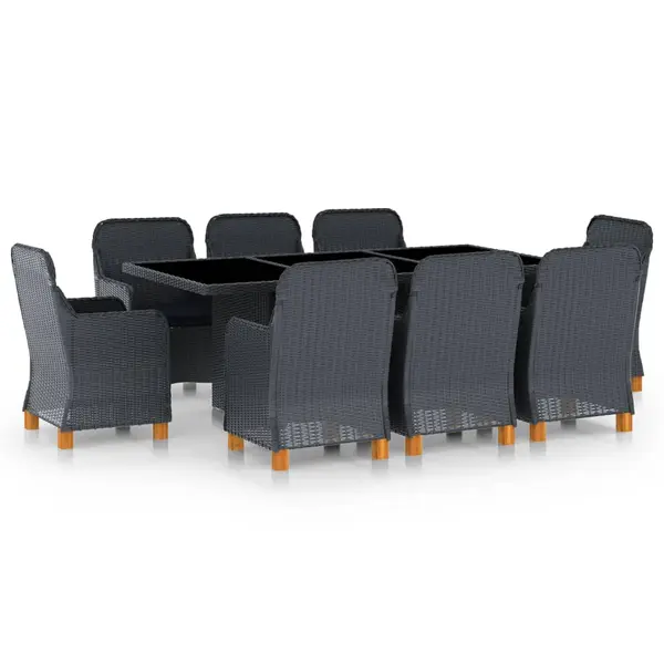 Gossi set mobilier exterior cu perne, 9 piese, gri inchis, poliratan