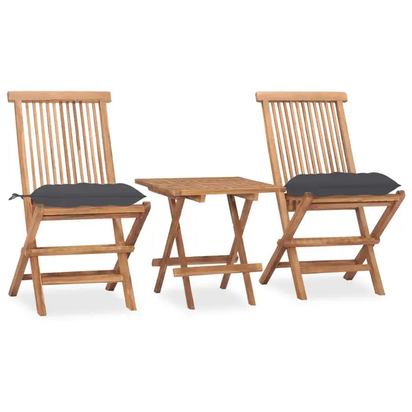 Gossi set mobilier exterior pliabil cu perne, 3 piese, lemn masiv tec