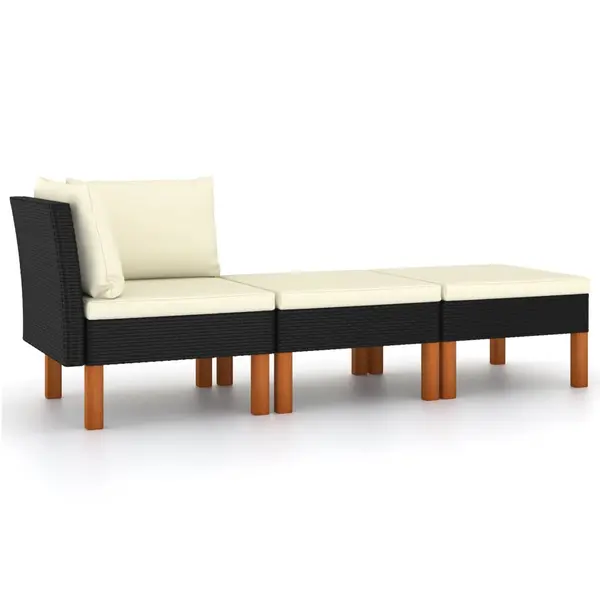 Gossi set mobilier gradina, 3 piese, poliratan & lemn masiv eucalipt