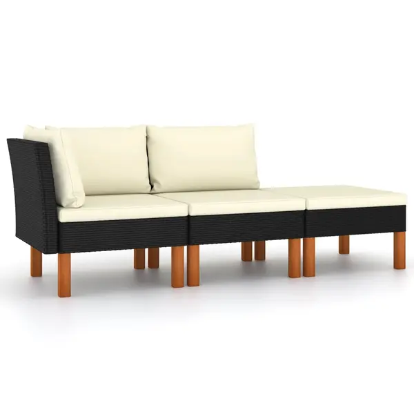Gossi set mobilier gradina, 3 piese, poliratan & lemn masiv eucalipt