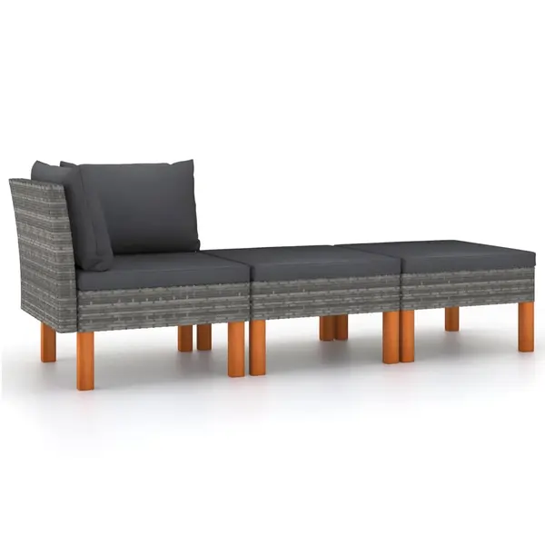 Gossi set mobilier gradina, 3 piese, poliratan & lemn masiv eucalipt