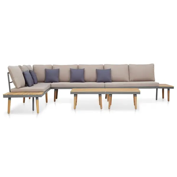 Gossi set mobilier gradina 7 locuri, perne, maro, lemn masiv acacia