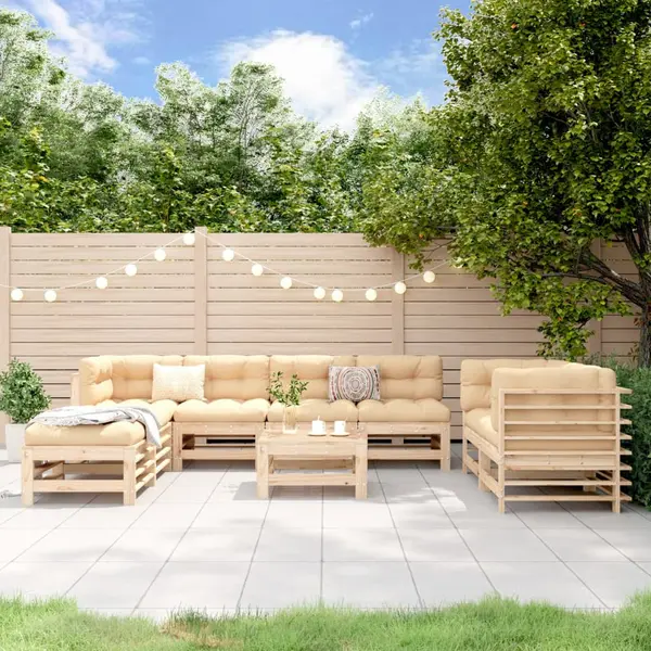 Gossi set mobilier gradina, 9 piese, lemn masiv de pin