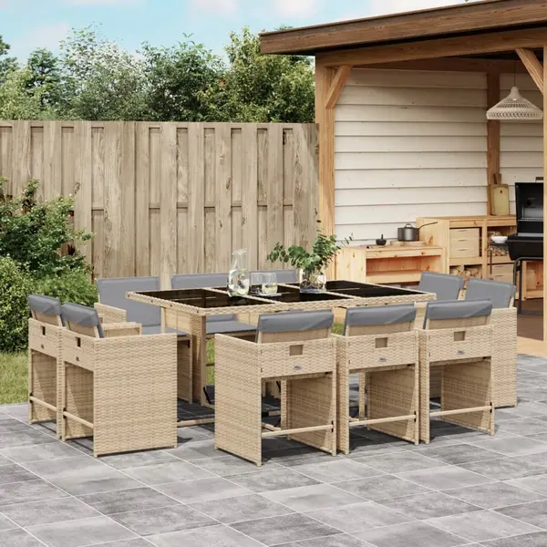 Gossi set mobilier gradina cu perne, 11 piese bej combinat poliratan