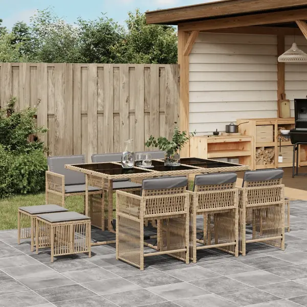 Gossi set mobilier gradina cu perne, 11 piese bej combinat poliratan