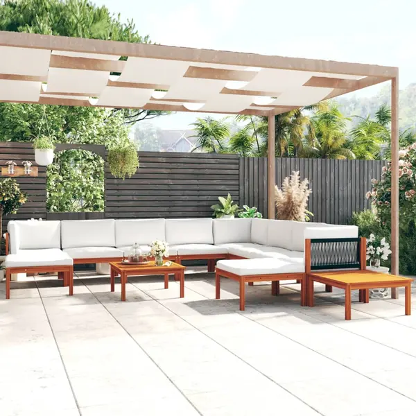 Gossi set mobilier gradina cu perne 12 piese crem lemn masiv acacia