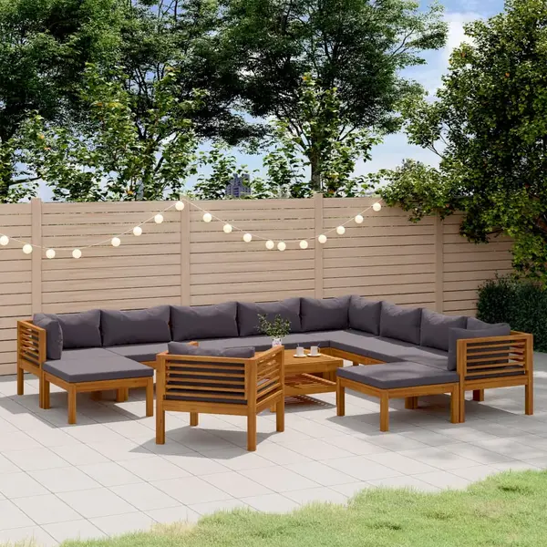 Gossi set mobilier gradina cu perne, 12 piese, lemn masiv de acacia