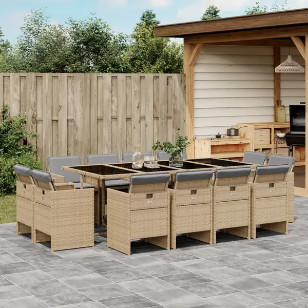 Gossi set mobilier gradina cu perne, 13 piese, bej combinat poliratan