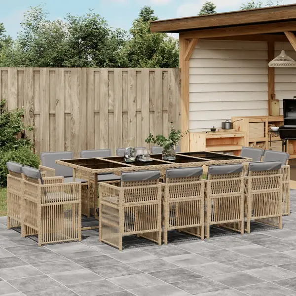Gossi set mobilier gradina cu perne, 13 piese, bej combinat poliratan