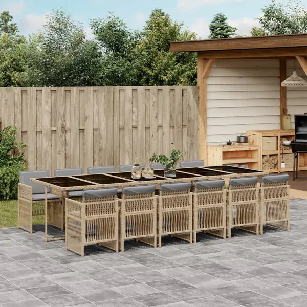 Gossi set mobilier gradina cu perne, 13 piese, bej combinat poliratan