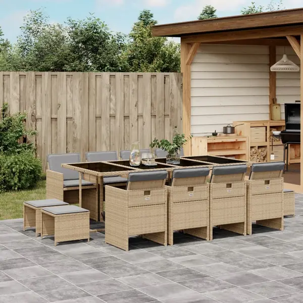 Gossi set mobilier gradina cu perne, 13 piese, bej combinat poliratan