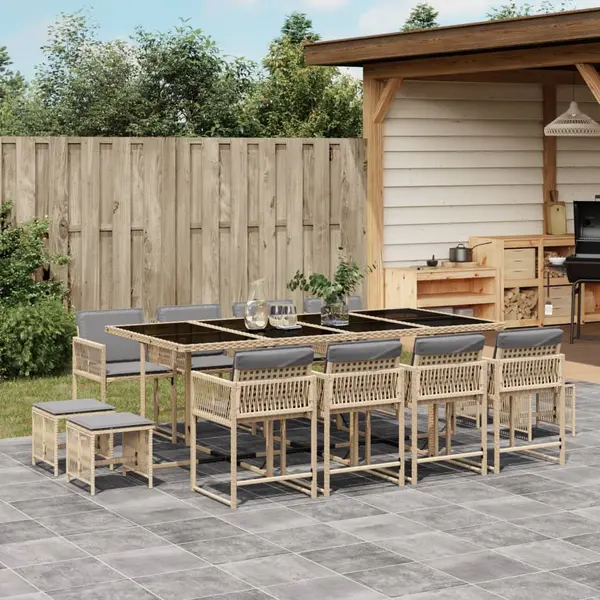 Gossi set mobilier gradina cu perne, 13 piese, bej combinat poliratan