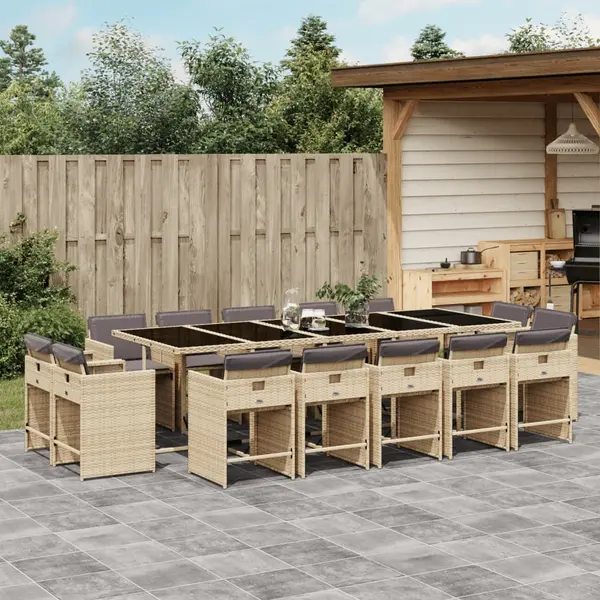 Gossi set mobilier gradina cu perne, 15 piese, bej combinat poliratan