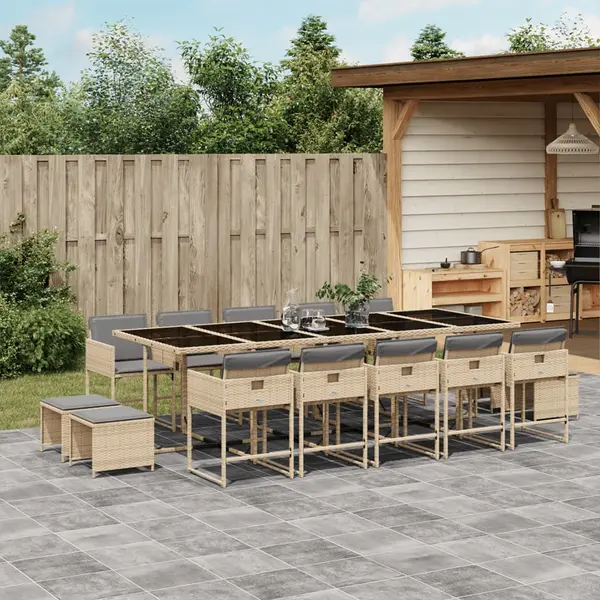 Gossi set mobilier gradina cu perne, 15 piese, bej combinat poliratan