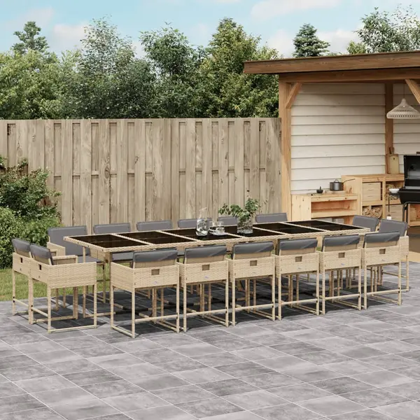 Gossi set mobilier gradina cu perne, 17 piese bej combinat poliratan