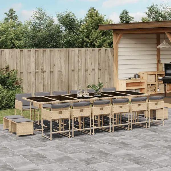 Gossi set mobilier gradina cu perne, 17 piese bej combinat poliratan
