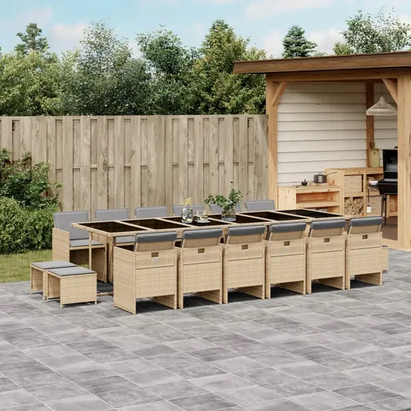 Gossi set mobilier gradina cu perne, 17 piese bej combinat poliratan