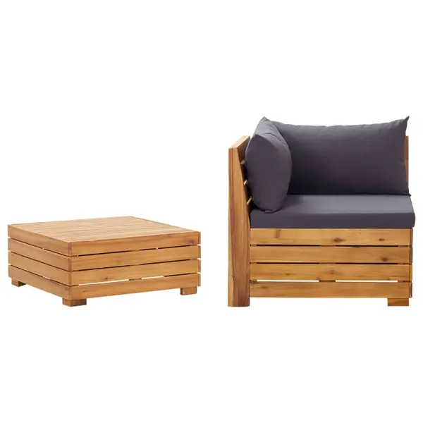 Gossi set mobilier gradina cu perne, 2 piese, lemn masiv de acacia