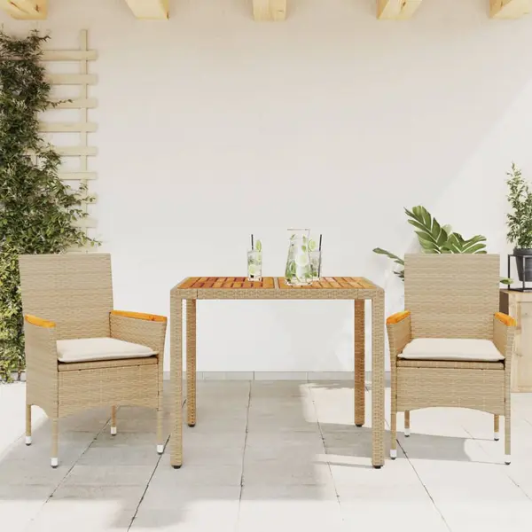 Gossi set mobilier gradina cu perne 3 piese bej poliratan/lemn acacia