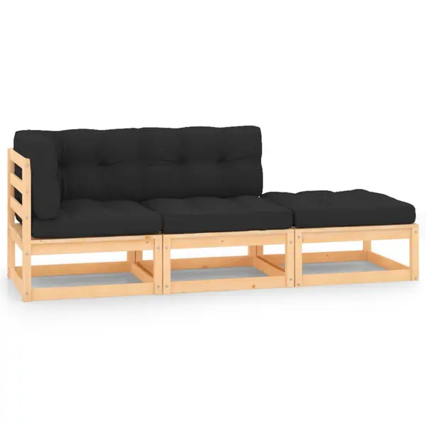 Gossi set mobilier gradina cu perne, 3 piese, lemn masiv de pin