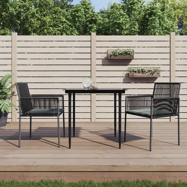 Gossi set mobilier gradina cu perne, 3 piese, negru, poliratan & otel
