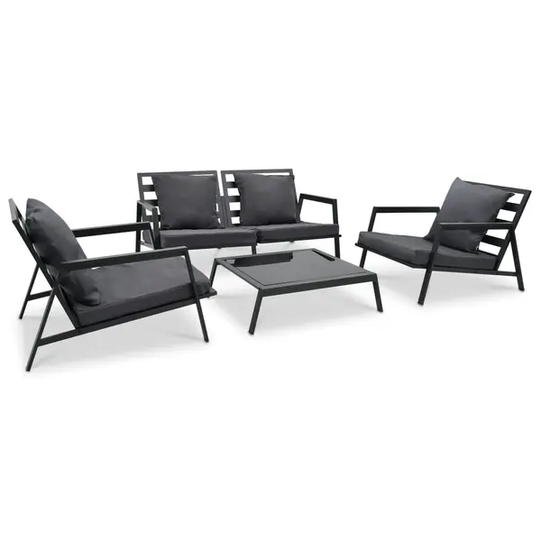 Gossi set mobilier gradina cu perne, 4 piese, gri, inchis aluminiu